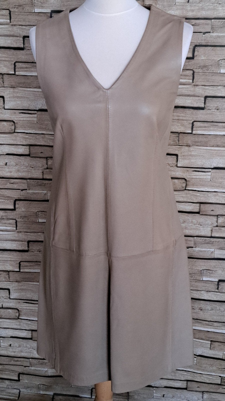 IBANA prachtig leren jurkje, maat 34/36, Verzenden, Beige, IBANA, Zo goed als nieuw