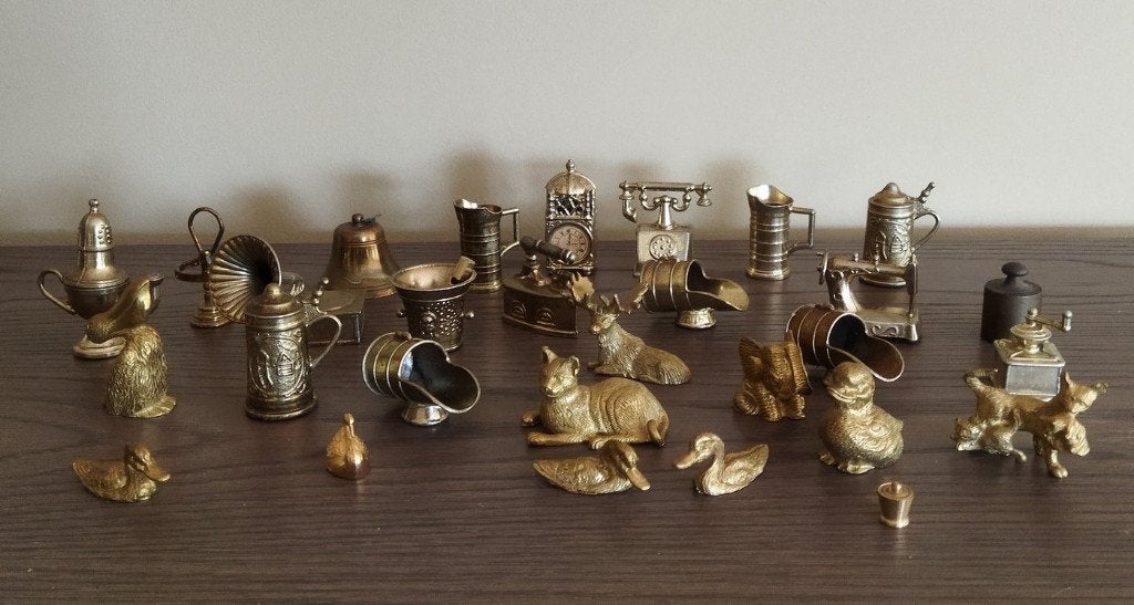 Collectie van 29 messing en koperen miniaturen uit '60-'70, Antiek en Kunst, Ophalen of Verzenden, Koper