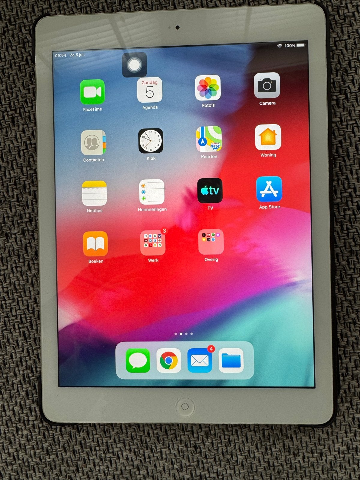 iPad Air 1e generatie (2013) - Homeknop defect, incl. hoes, Computers en Software, Apple iPads, Gebruikt, Apple iPad Air, Ophalen of Verzenden