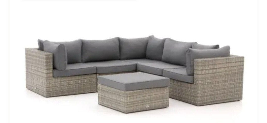 Wicker Forza Loungeset Grijs met Kussens en Hocker, Ophalen, 5 zitplaatsen, Bank, Zo goed als nieuw