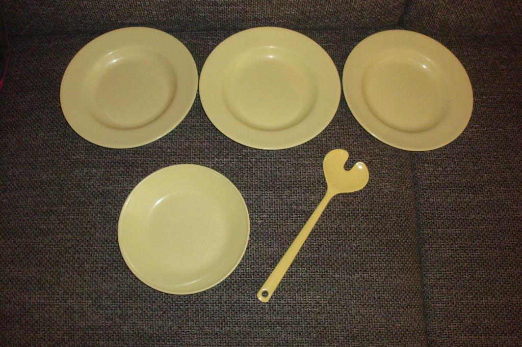 5x retro vintage Mepal camping servies delen, licht geel, Ophalen of Verzenden