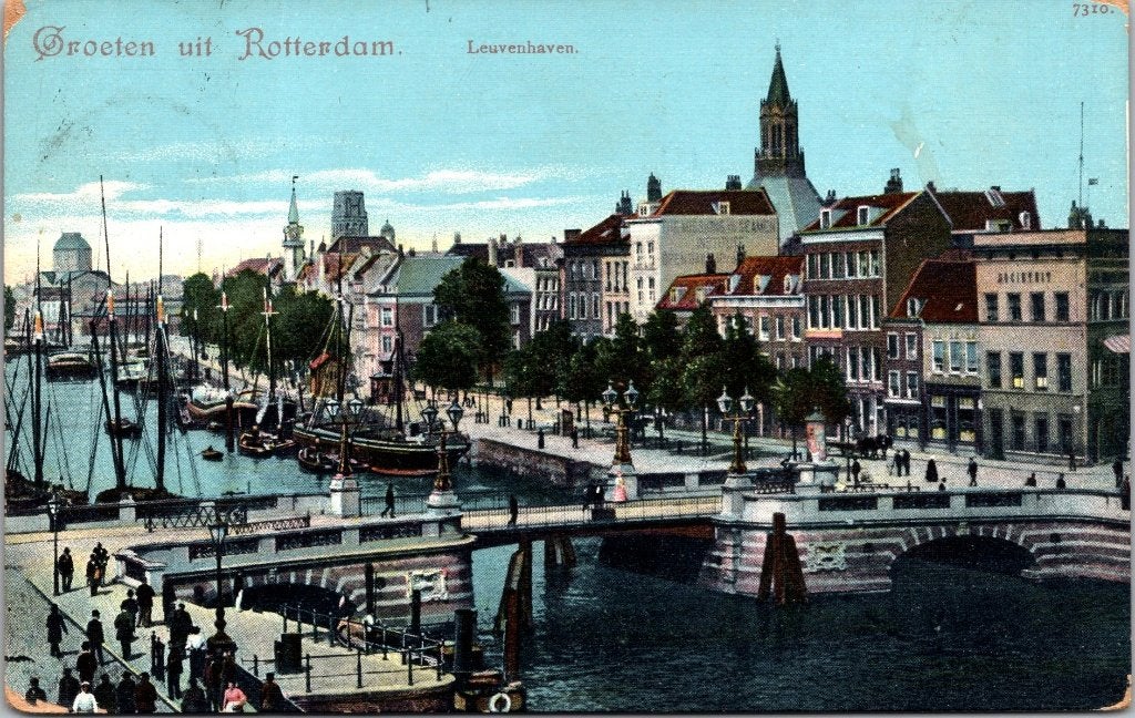 Rotterdam - 12 antieke ansichtkaarten Leuvehaven VIII, Verzamelen, Verzenden, Voor 1920, Gelopen, Zuid-Holland