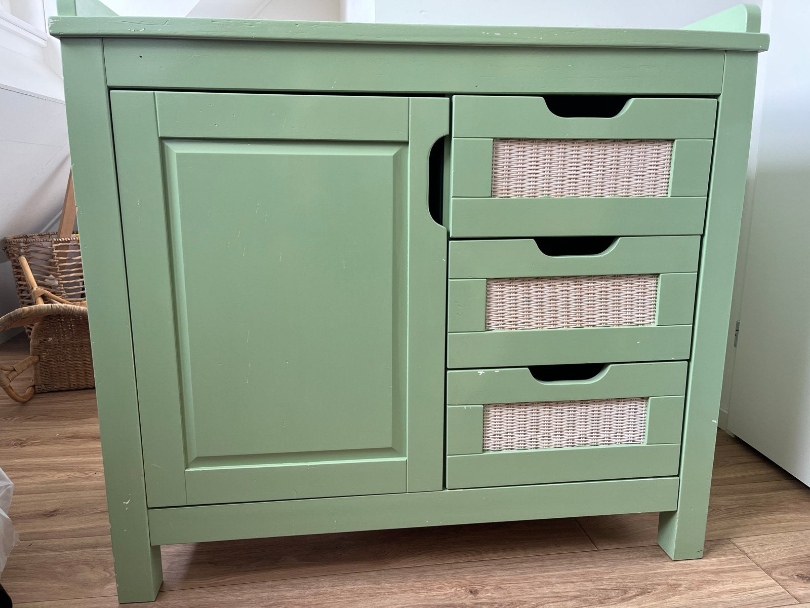 Commode met lade en kastje - Groen, Gebruikt, 50 tot 70 cm, Ophalen of Verzenden, 75 tot 100 cm