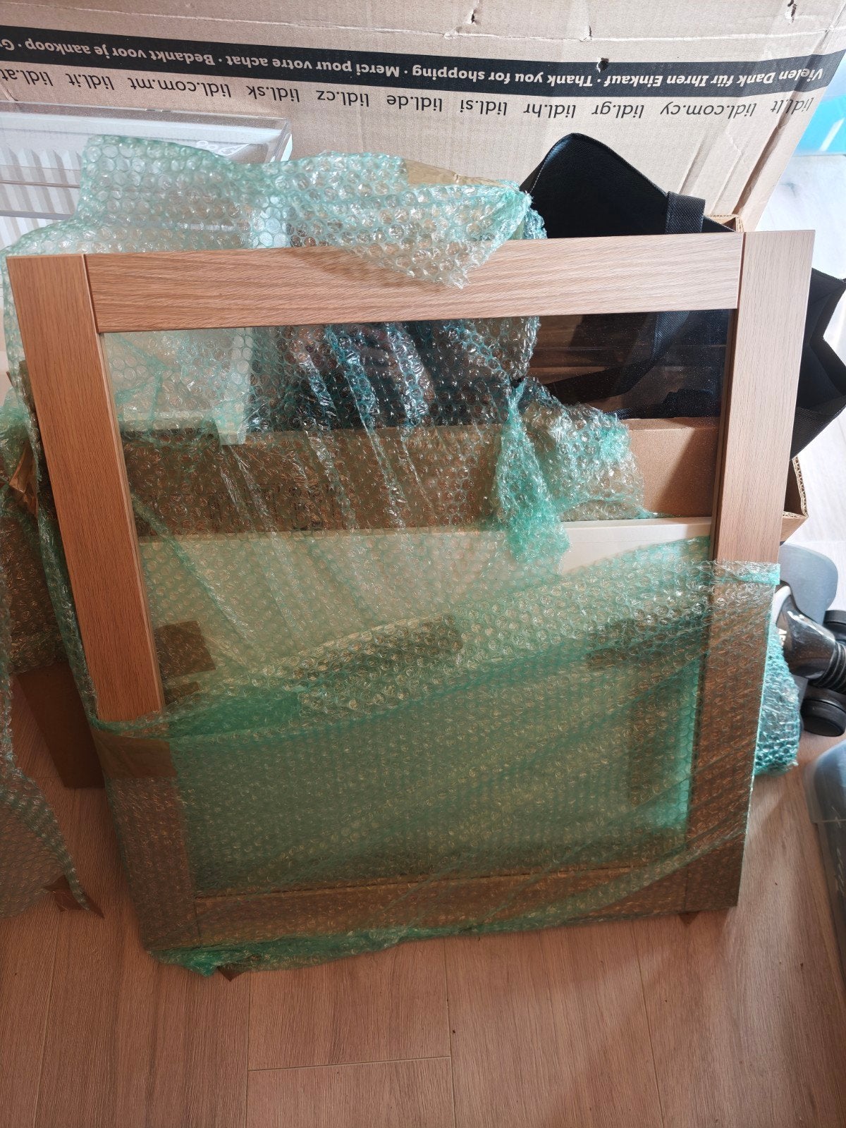 Sindvik: Houten deur met glas, Ophalen, Gebruikt, Glas, Minder dan 100 cm