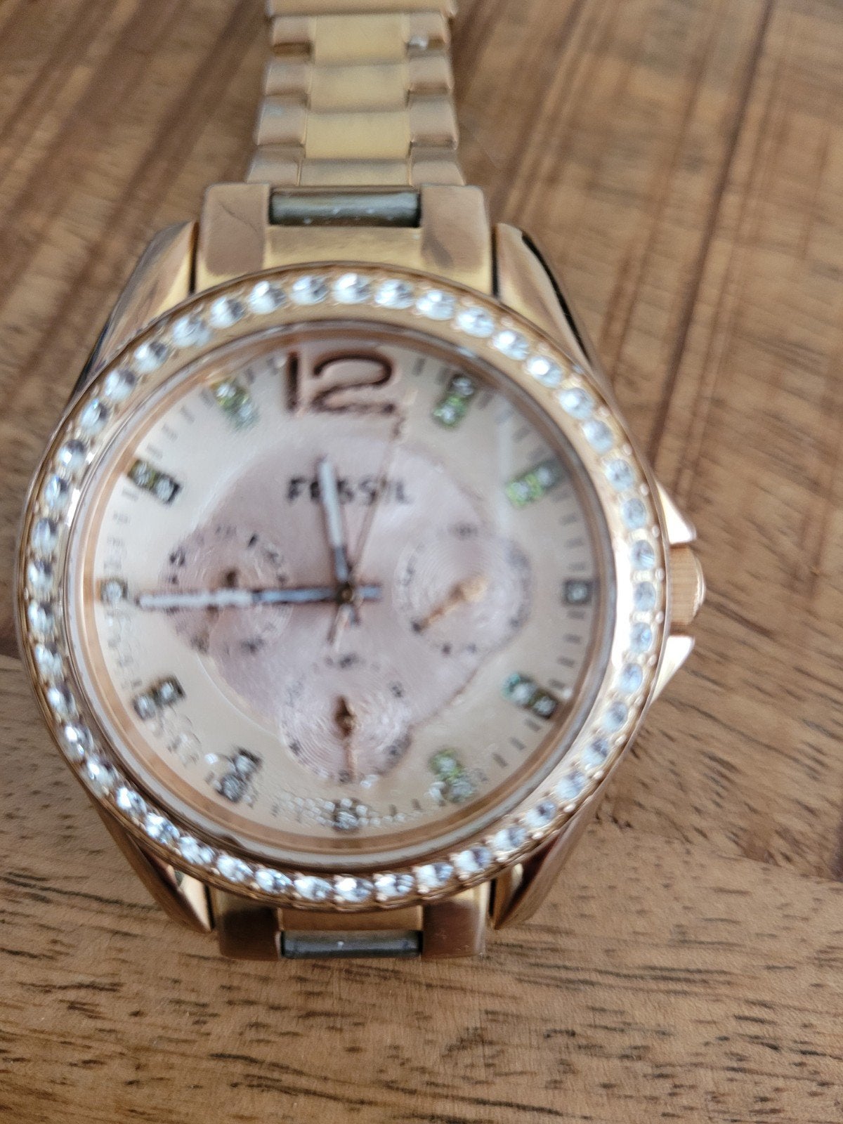 Fossil dameshorloge metaal ( lege batterij), Sieraden, Tassen en Uiterlijk, Horloges | Dames, Ophalen, Staal, Fossil, Met strass