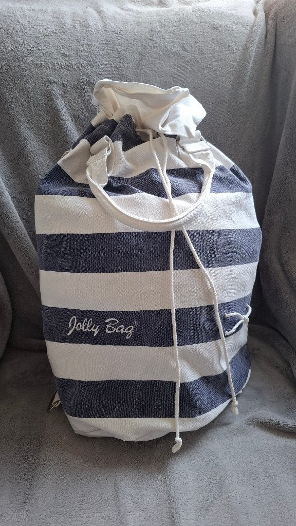 Tassen: Blauw/wit gestreepte strandtas – Jolly Bag, Sieraden, Tassen en Uiterlijk, Ophalen of Verzenden, Zo goed als nieuw, Blauw