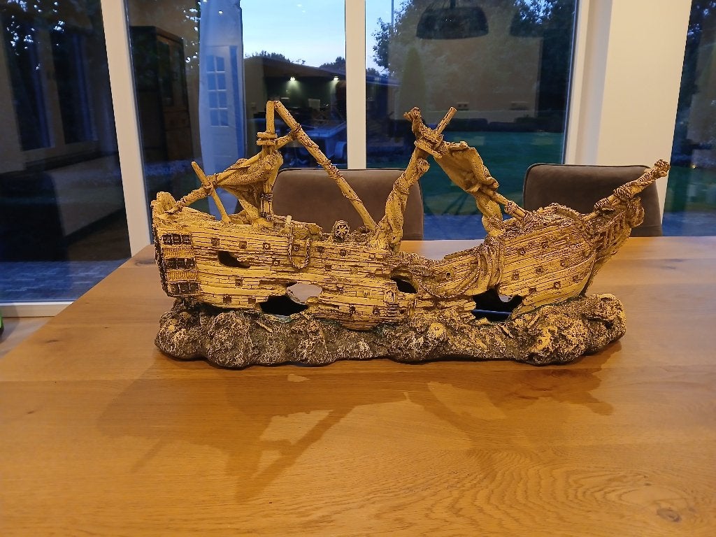 Gezonken schip aquarium, Ophalen, Zo goed als nieuw, Plant(en), Steen of Hout