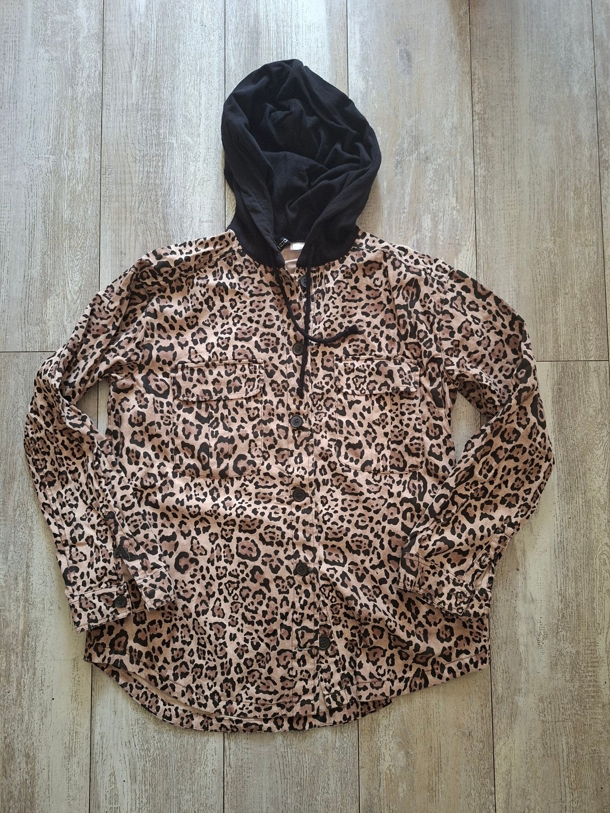 Mooi panterprint jack met capuchon, maat L, Kleding | Dames, Ophalen of Verzenden, Zo goed als nieuw, Maat 42/44 (L), Meerkleurig