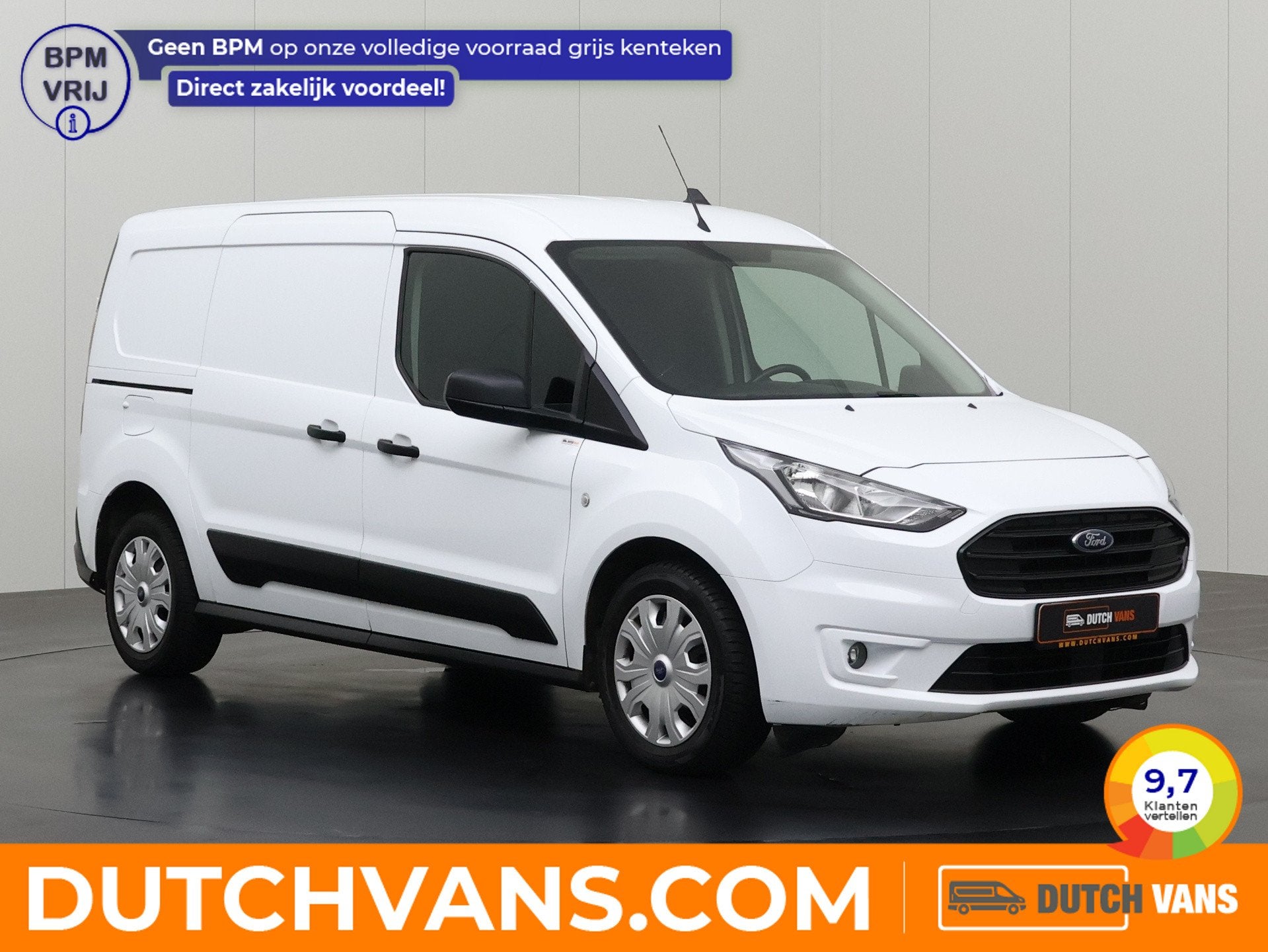 Ford Transit Connect 100Pk Lang Business Benzine | Airco | C, Gebruikt, Wit, Handgeschakeld, Multifunctioneel stuurwiel