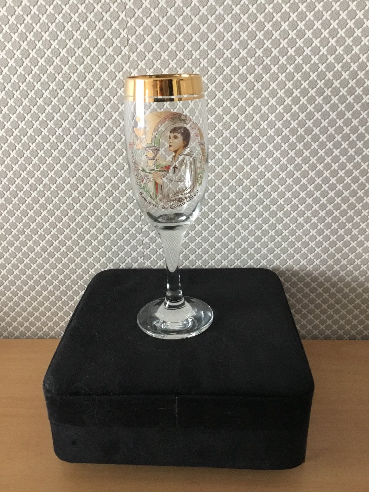Vintage Communieglas met gouden rand, Antiek en Kunst, Antiek | Glas en Kristal, Ophalen