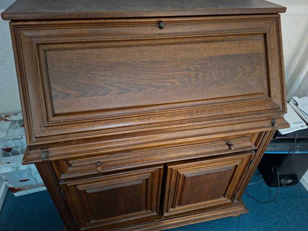 Antiek Eiken Secretaire Bureau - Klassiek en Functioneel, Ophalen