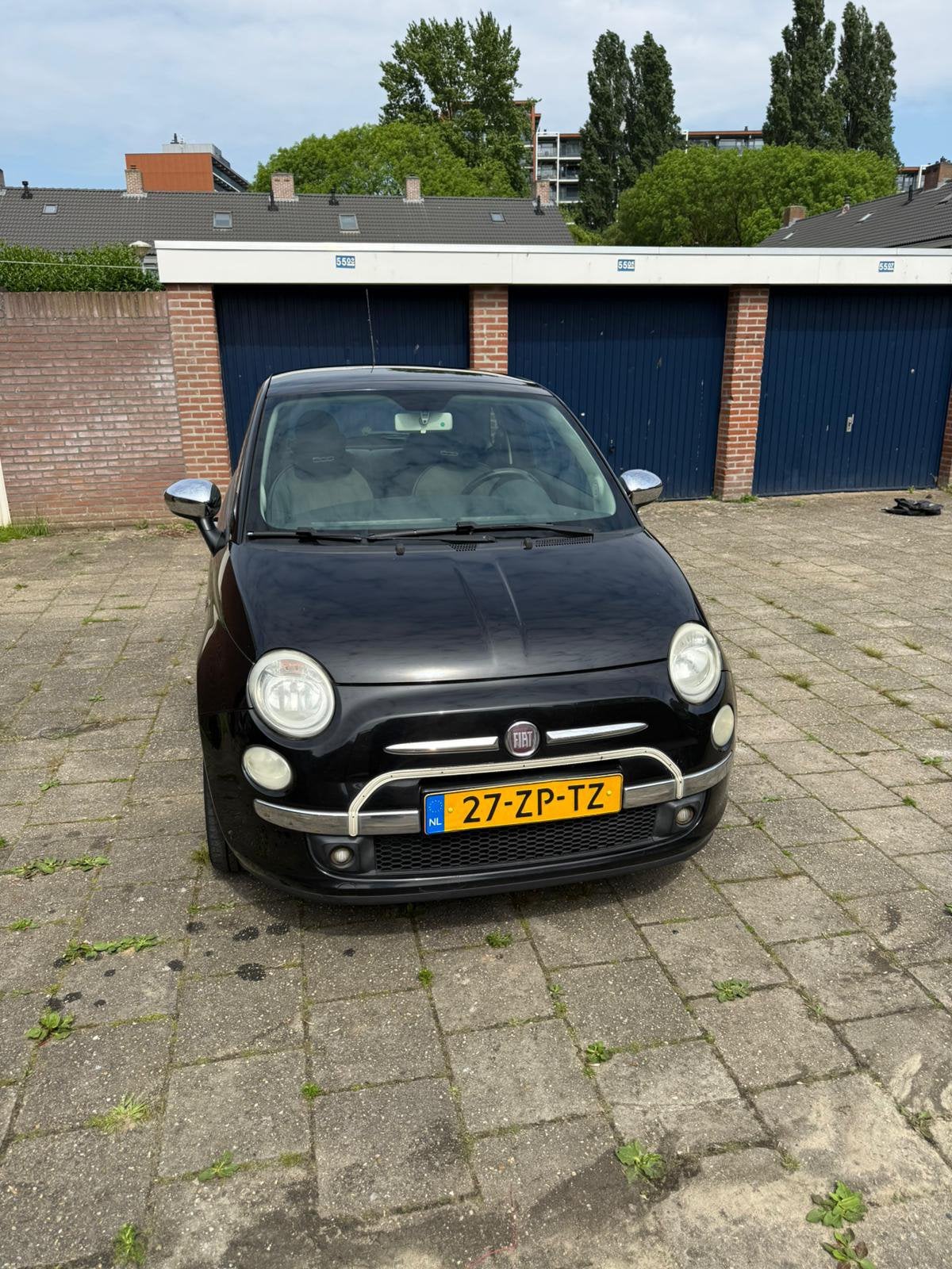 Fiat 500 1.4 16V 73KW C 2008 Zwart, Auto's, Voorwielaandrijving, 31 €/maand, 4 cilinders, 4 stoelen