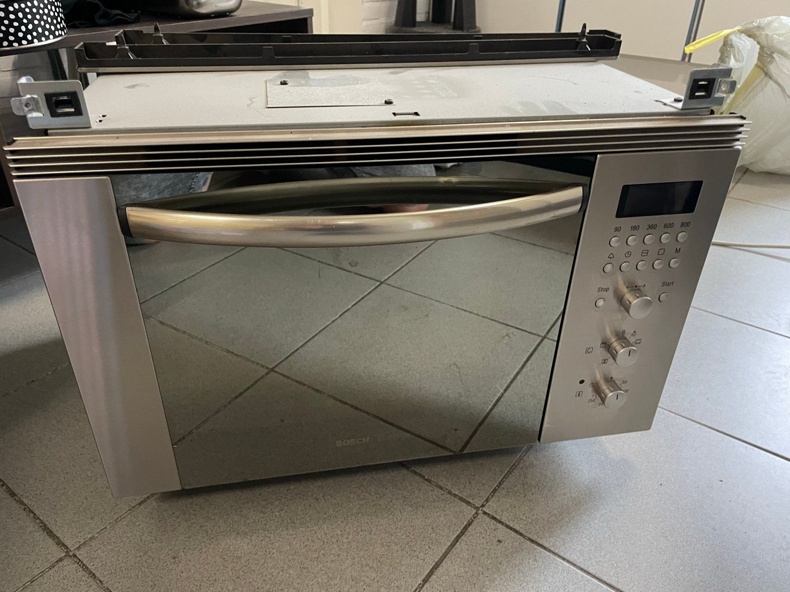 Bosch HME9550NL Inbouw Combimagnetron - Zilver, Ophalen, Gebruikt, 60 cm of meer, Inbouw
