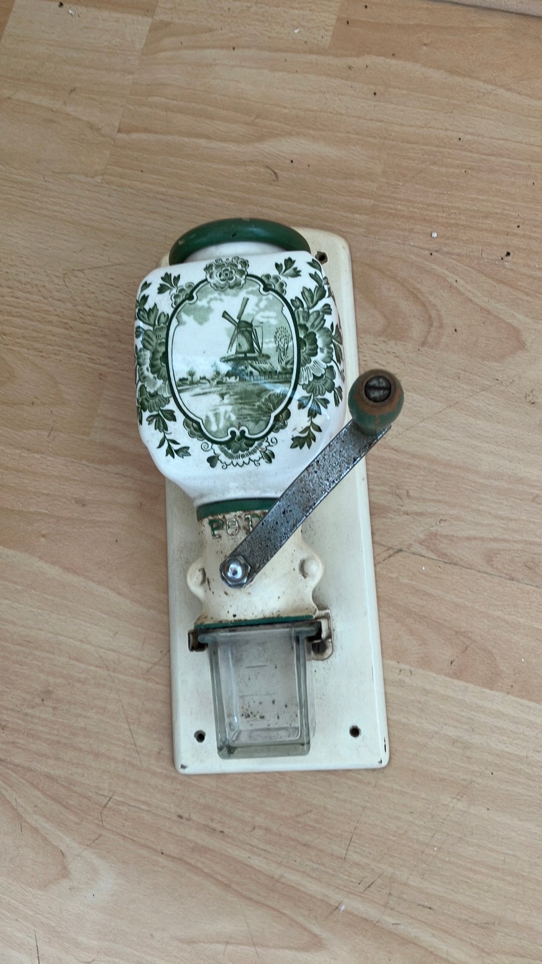 Antieke Pede koffiemolen met Delfts blauw decor, Ophalen of Verzenden, Huis en Inrichting
