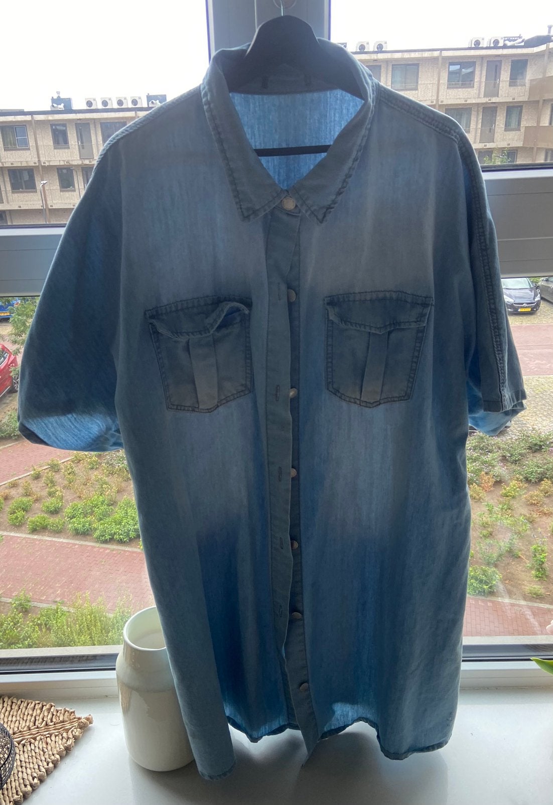 Spijker blouse maat 48, Kleding | Heren, Grote Maten, Ophalen of Verzenden, Zo goed als nieuw, Blauw, Overhemd