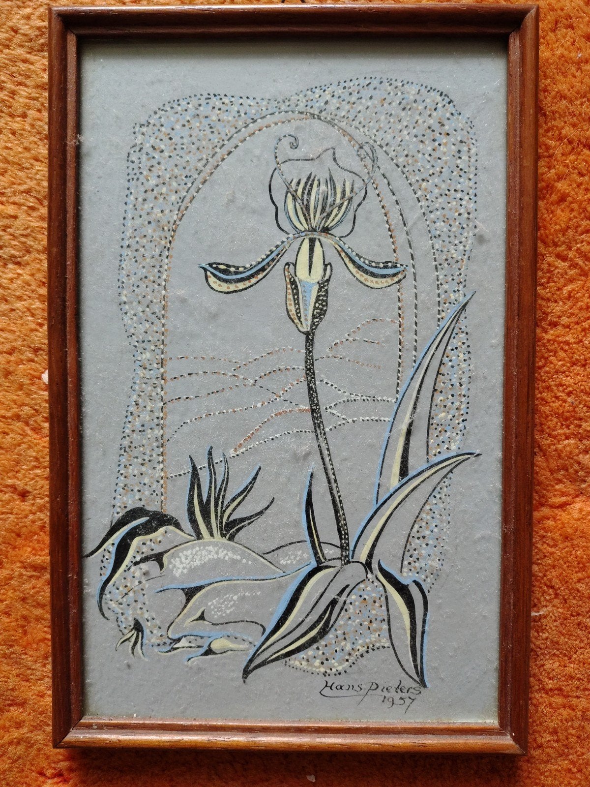 Hans Pieters (1931-2022) - Bloem/Orchidee - 1957, Ophalen of Verzenden