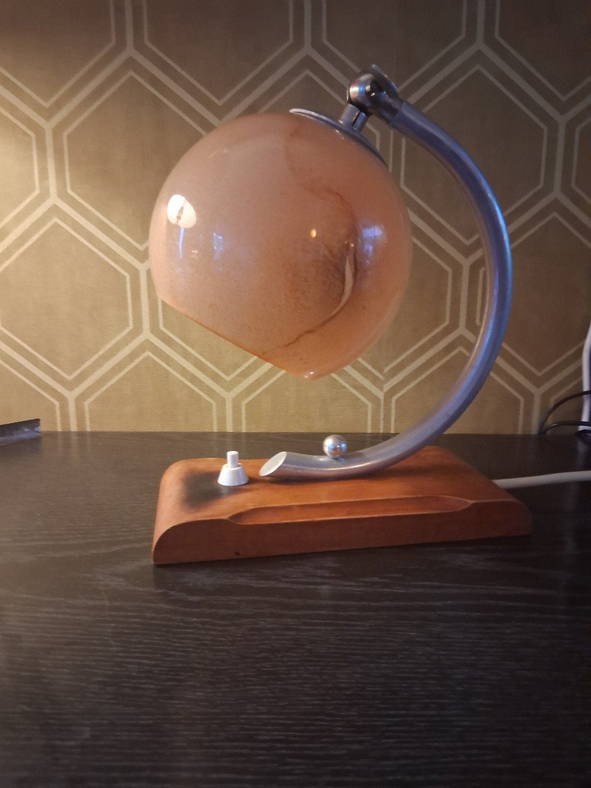 Prachtige Vintage Art Deco Tafellamp / Bedlampje – Chroom, Ophalen of Verzenden