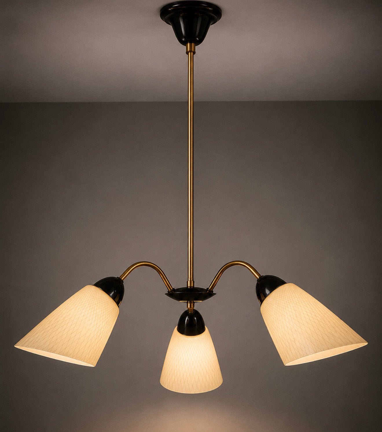 Mid-Century 3-lichts “Spider” hanglamp jaren 50/60, Huis en Inrichting, Ophalen, Zo goed als nieuw
