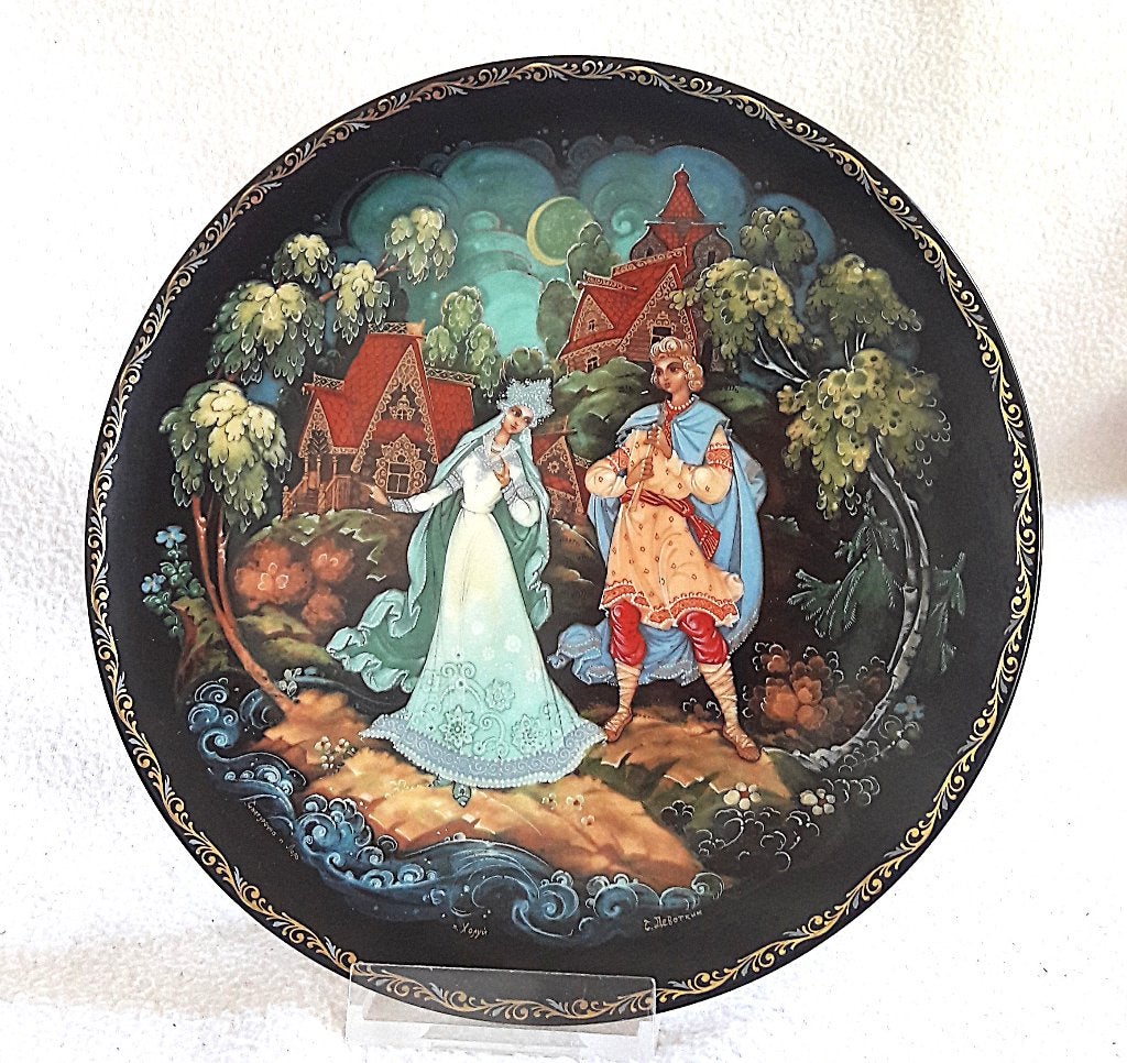Handgeschilderd Russische sprookjes verzamel bord 1990, Ophalen of Verzenden