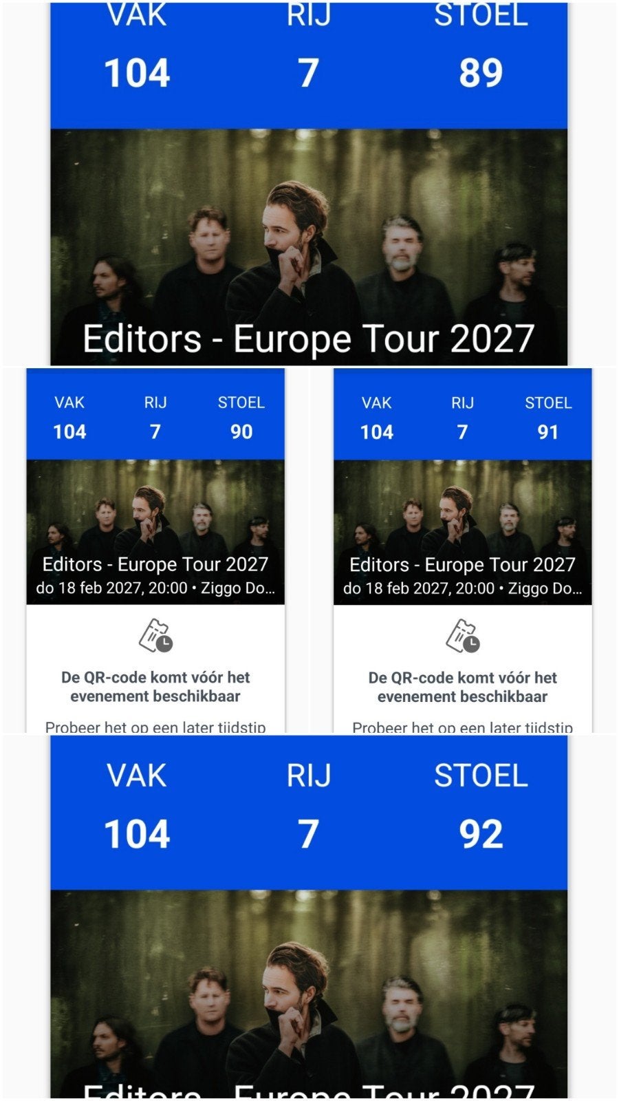4 tickets rang 1 Editors, Twee personen