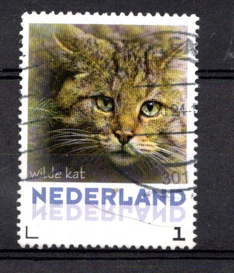 gestempelde zegel. Persoonlijke: wilde kat, Ophalen of Verzenden, Na 1940, Gestempeld