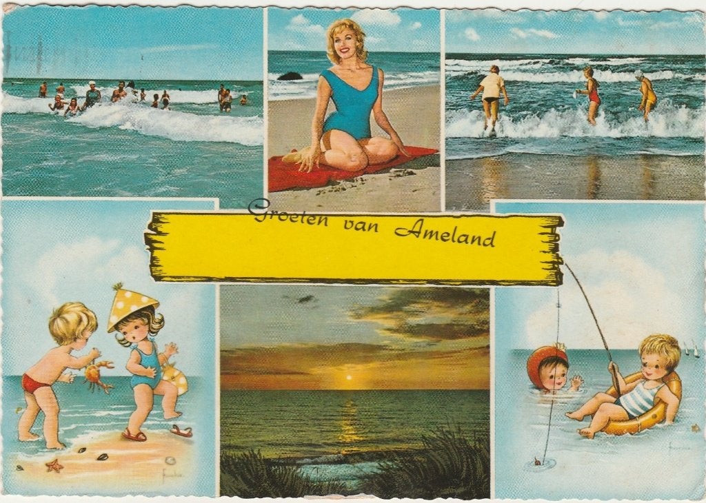 AMELAND Strand Branding Badgasten Groeten, Verzamelen, Verzenden, 1960 tot 1980, Gelopen, Waddeneilanden