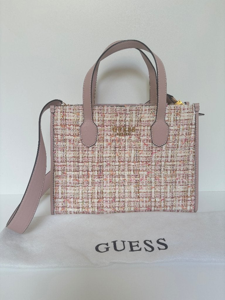 GUESS Roze tweed schouder/shopper tas bag, Ophalen of Verzenden, Zo goed als nieuw, Roze, Schoudertasje
