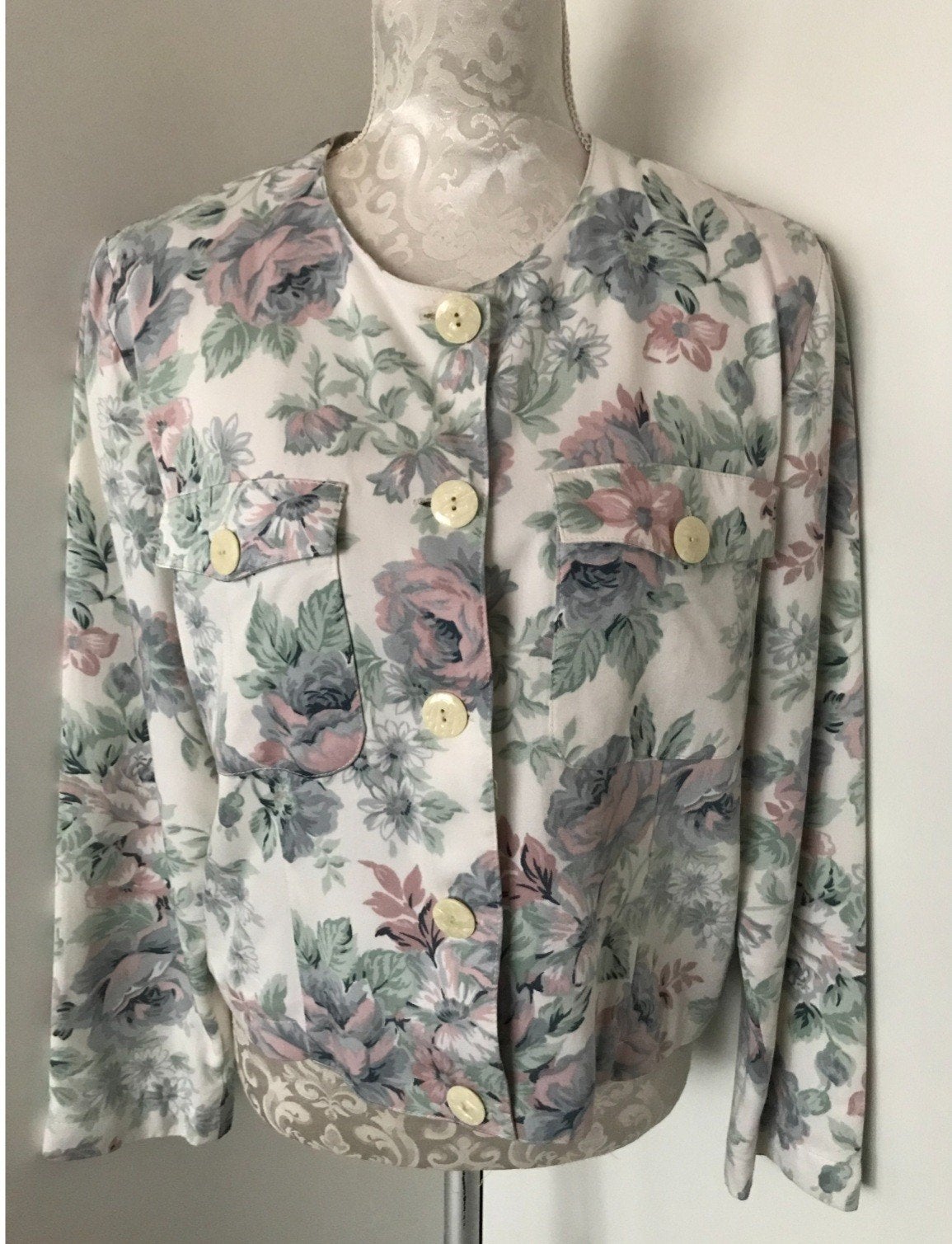 Vintage Gebloemd Jasje, Maat 38/40 (M), Overige kleuren, Ophalen of Verzenden, Zo goed als nieuw