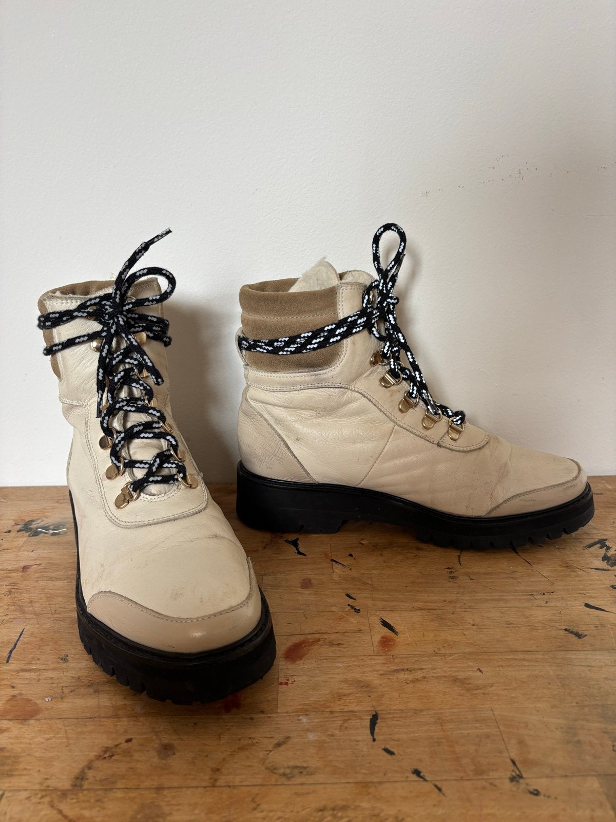 Flattered Solveig leren laarzen maar 38, Ophalen of Verzenden, Gedragen, Beige, Lage of Enkellaarzen