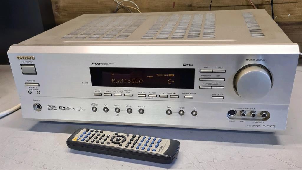 Onkyo receiver tx-sr501e + afstandsbediening, Ophalen of Verzenden, 120 watt of meer, Onkyo