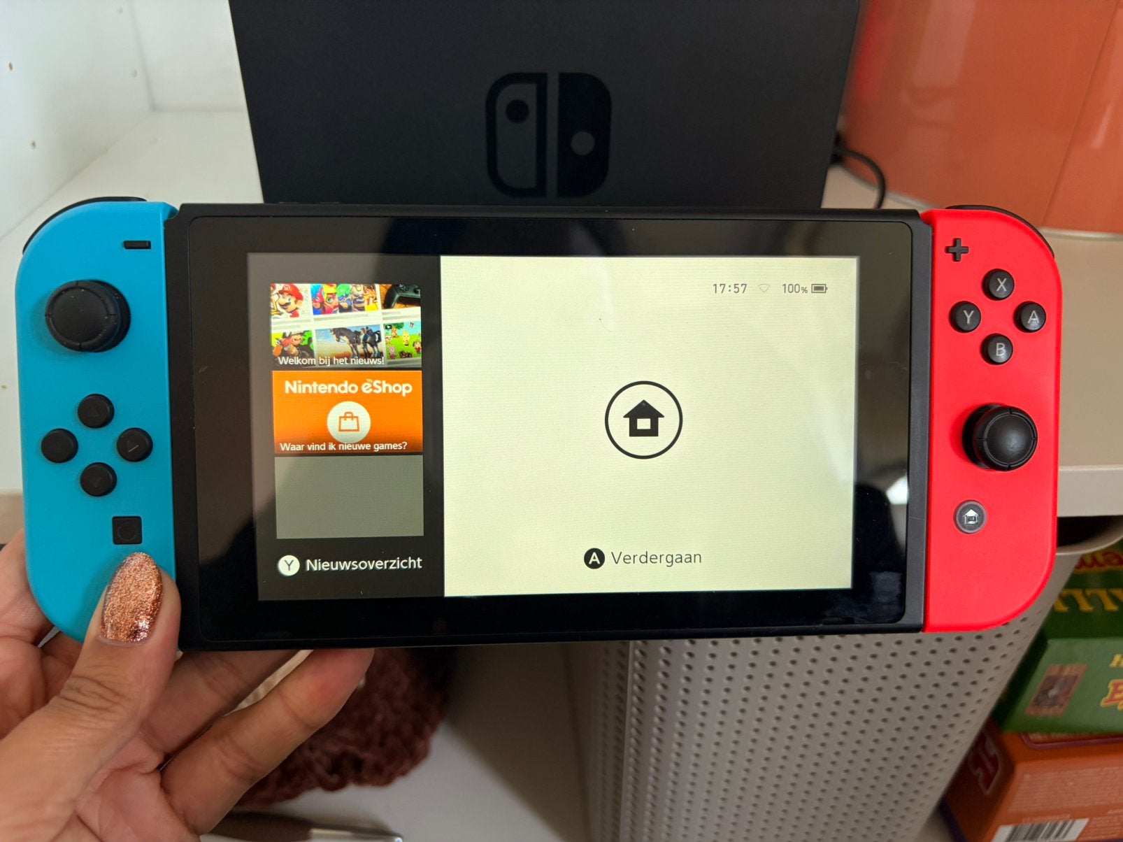 Nintendo Switch incl. 10 originele spellen, Met games, Ophalen of Verzenden, Zo goed als nieuw, Switch Original