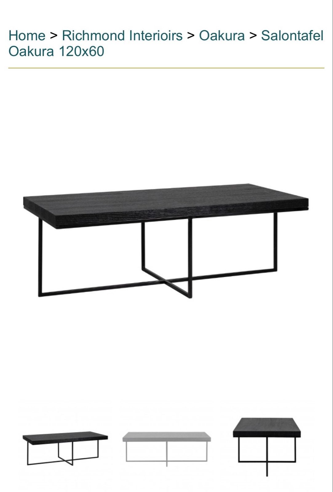 Moderne Salontafel Oakura 120x60 Zwart, Ophalen, 100 tot 150 cm, 50 tot 100 cm, Zo goed als nieuw