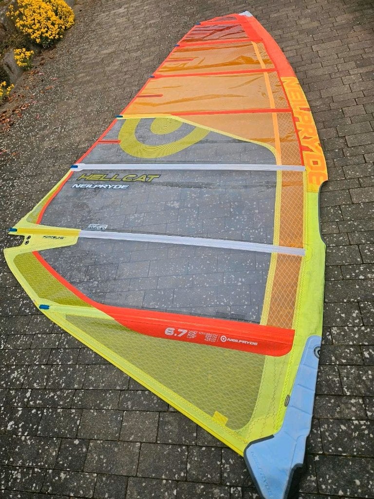 Neil Pryde Hellcat super windsurf zeil 6.7 freerace, Ophalen, Gebruikt, 6.5 m² tot 8 m², Neilpryde