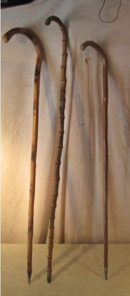 3 Retro Houten Wandelstokken, Ophalen of Verzenden, Gebruikt