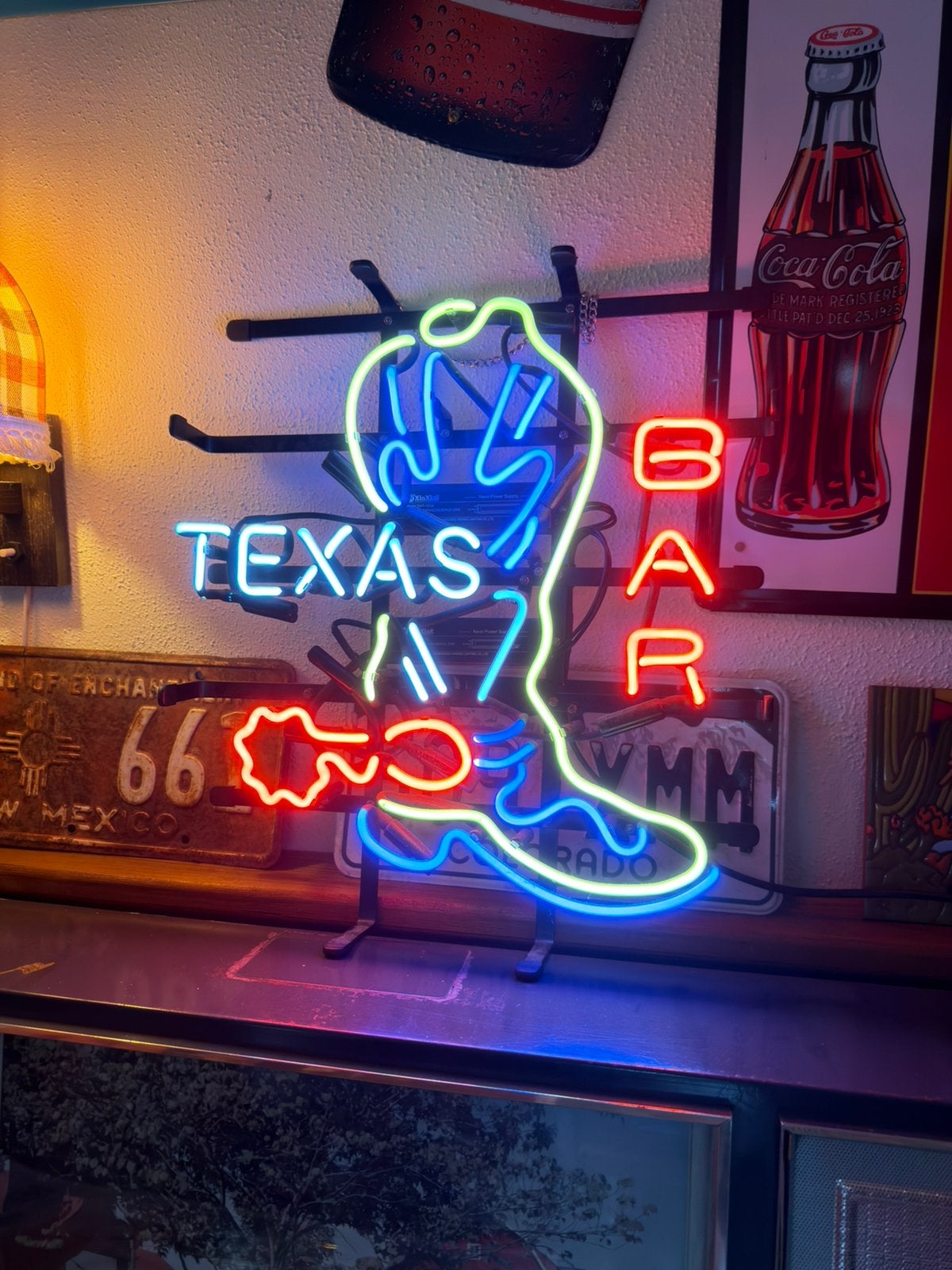 Neon Texas bar met cowboylaars, Ophalen, Zo goed als nieuw, Lichtbak of (neon) lamp
