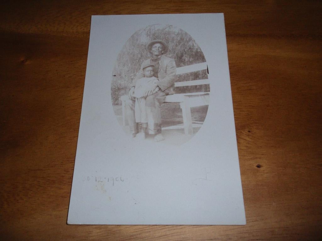 Fotokaart Koloniaal Zuid Afrika Kaffer Kafir Man met Kind, Verzenden, Voor 1920, Gelopen, Politiek en Historie