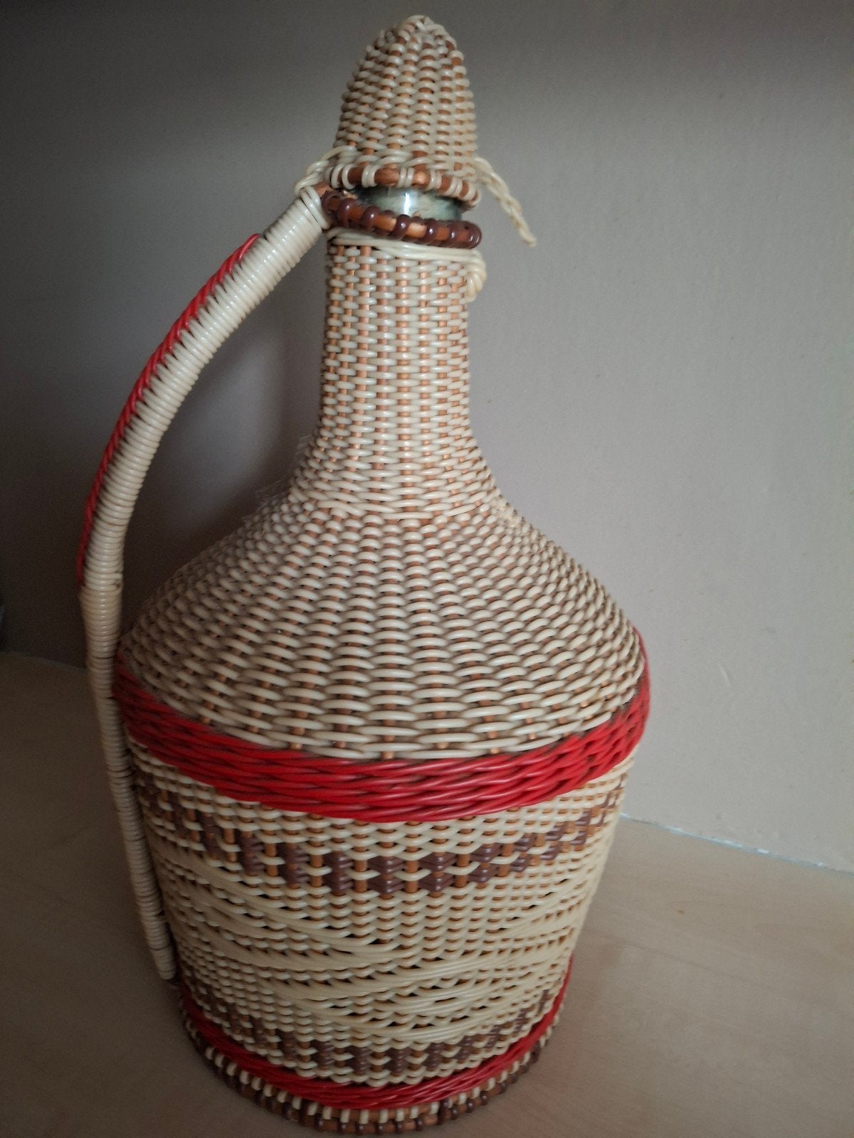 Vintage kruik met plastic gevlochten body, Ophalen