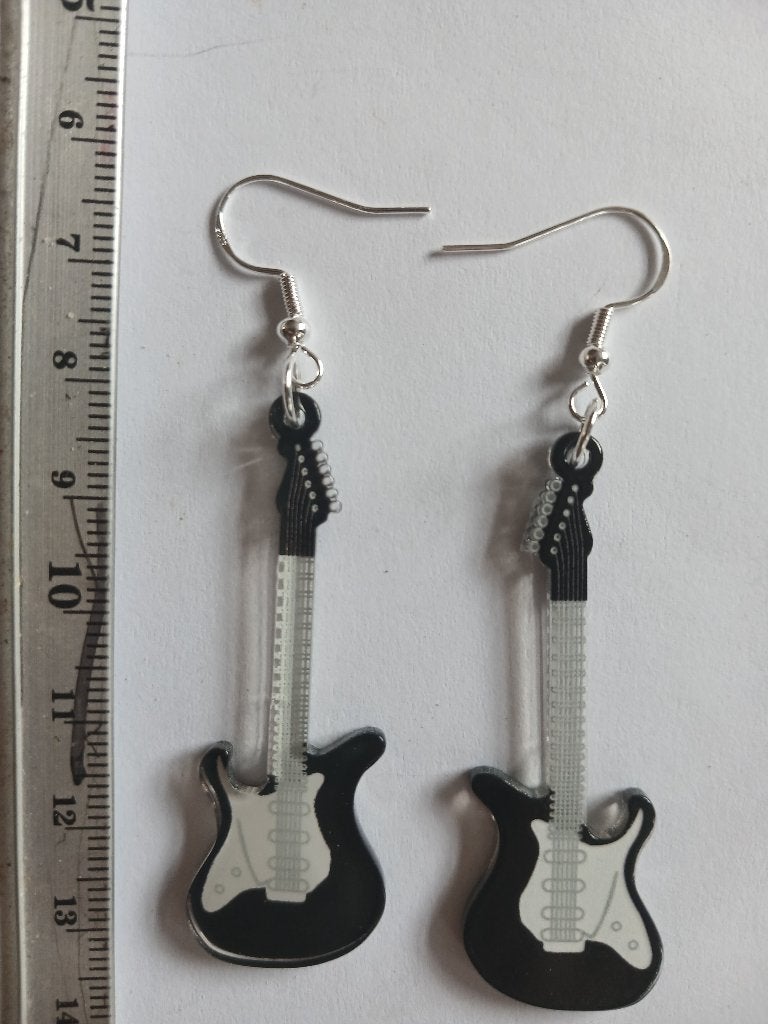 925 sterling zilveren oorbellen met  gitaar hangers, Verzenden, Nieuw, Zilver, Zilver