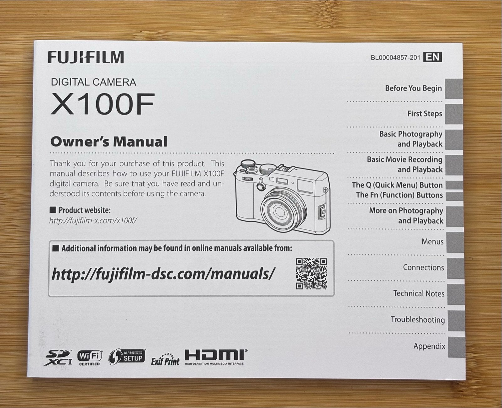Fujifilm X100F  Gebruikershandleiding engelstalig, Ophalen of Verzenden, Zo goed als nieuw, Geen optische zoom