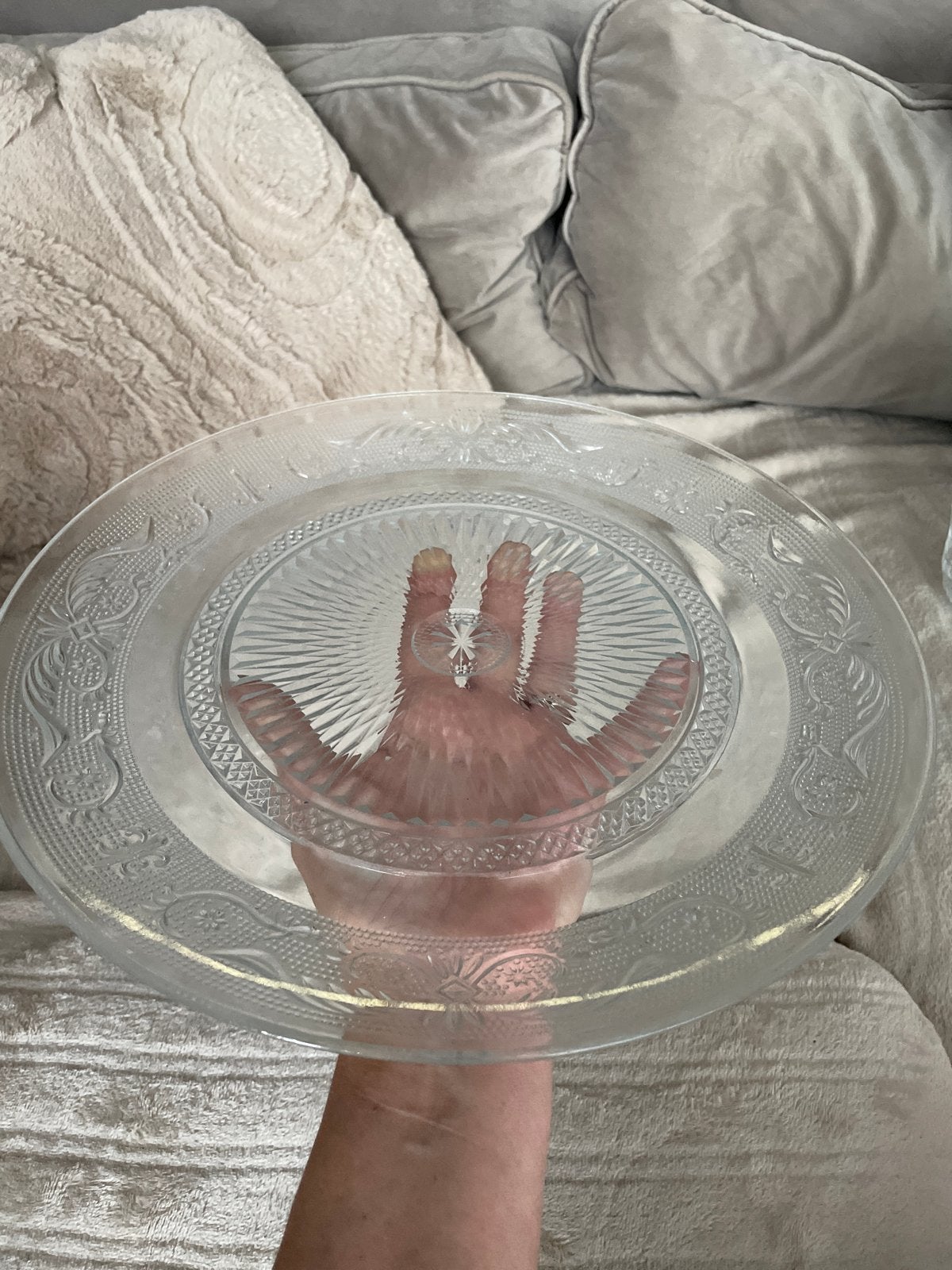 Decoratieve glazen schaal met patroon, Antiek en Kunst, Antiek | Glas en Kristal, Ophalen of Verzenden