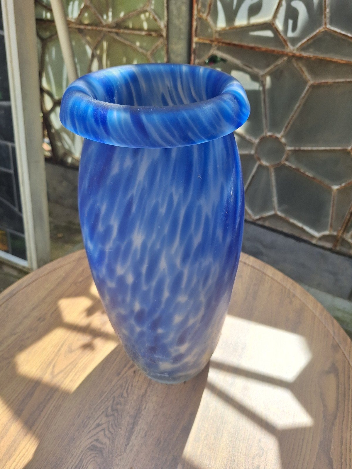 Prachtige handgemaakte blauwe vaas, 50 cm hoog, Ophalen of Verzenden