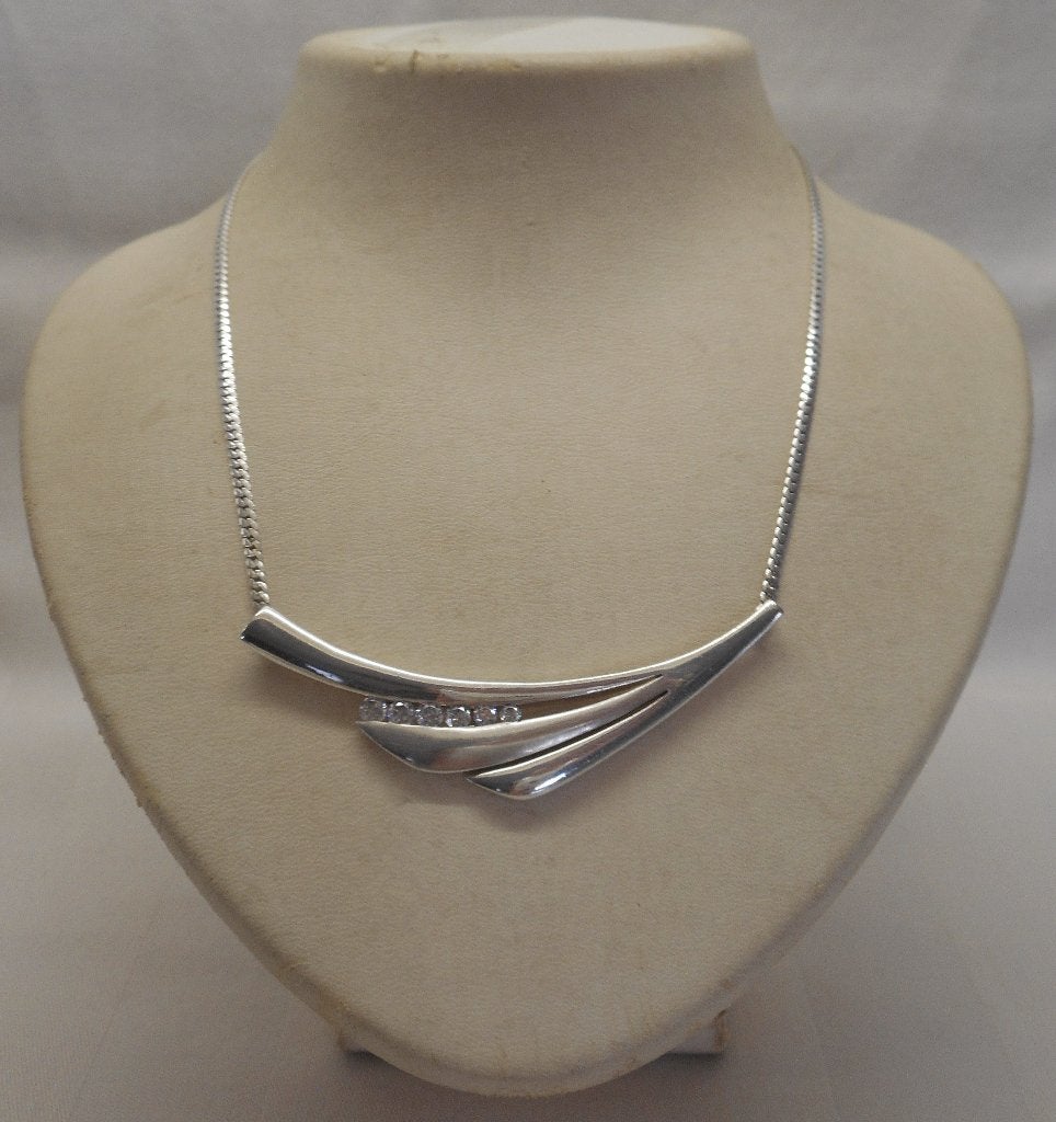 Zilveren verstelbaar collier met modernist hanger nr.1369, Verstelbaar, Verzenden, Zo goed als nieuw, Zilver