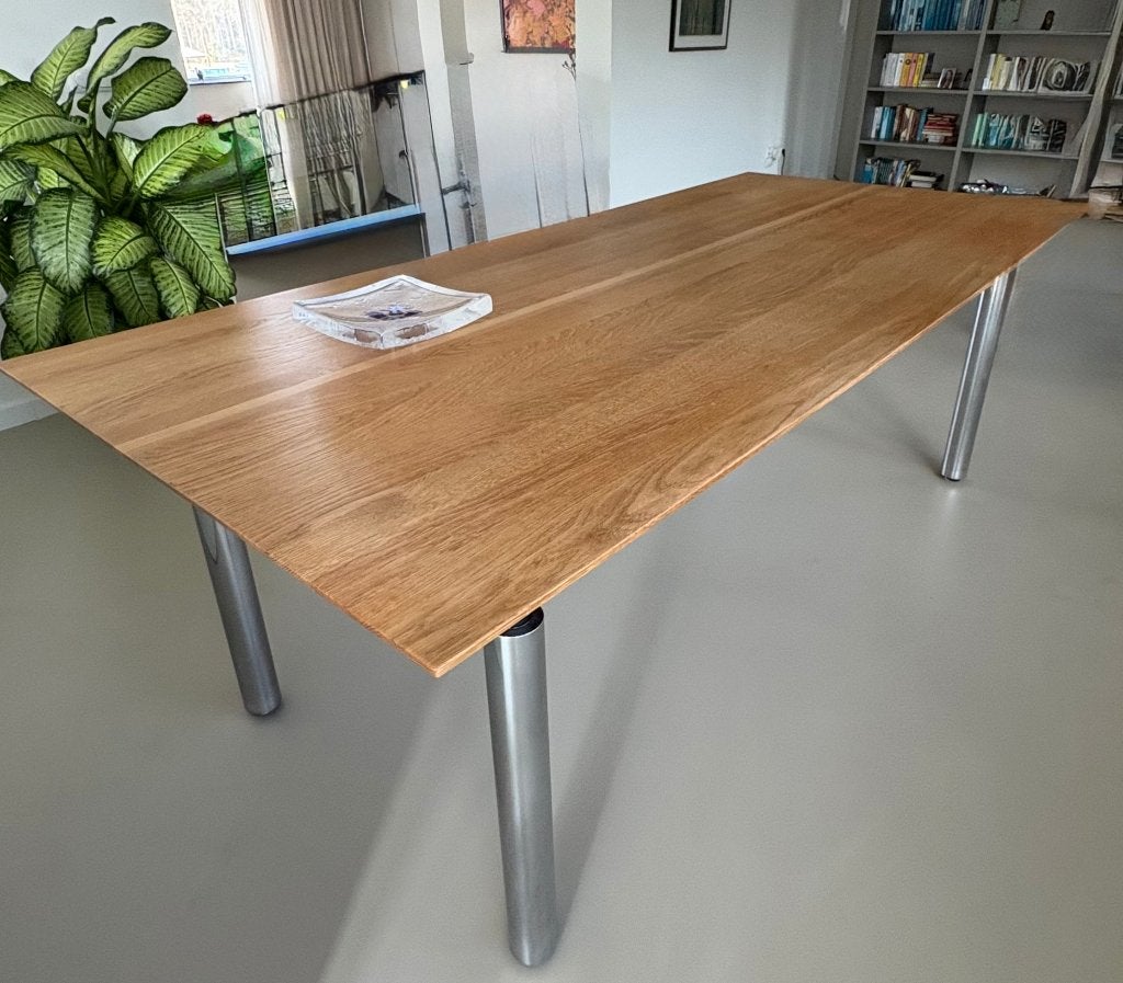 Eikenhouten tafelblad met facetrand - 220x100 cm, Ophalen, 100 tot 150 cm, Eikenhout, 200 cm of meer