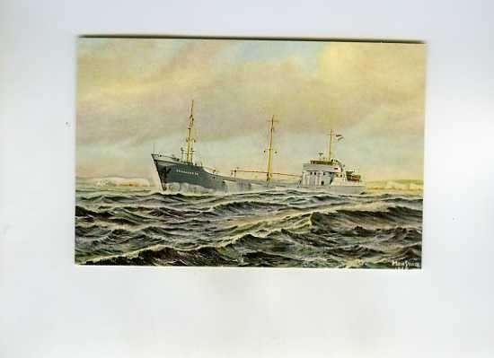 scheepvaart-MAKKUM-werf amels-coaster ORANJEBORG-wagenborg, Ophalen of Verzenden, 1940 tot 1960, Zuid-Holland