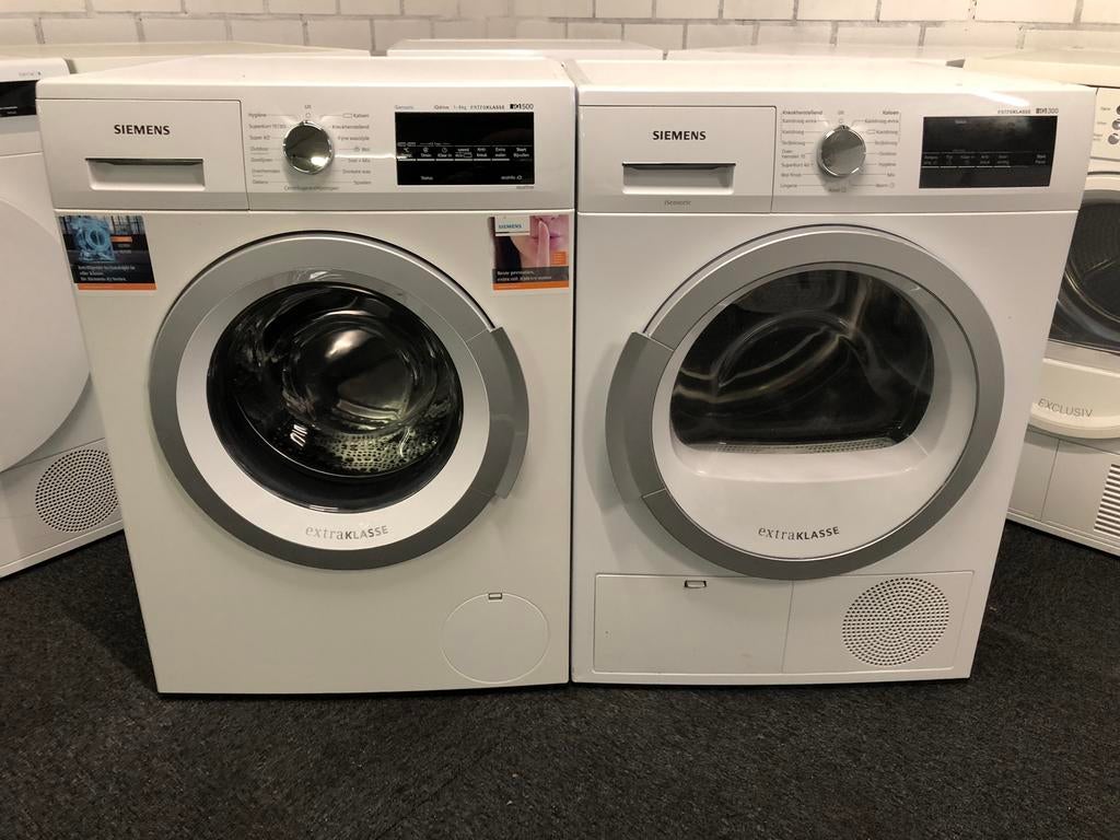 SET Wasmachine + Condensdroger Siemens iQ500 8kg GARANTIE, Ophalen, Minder dan 85 cm, 8 tot 10 kg, Kort programma