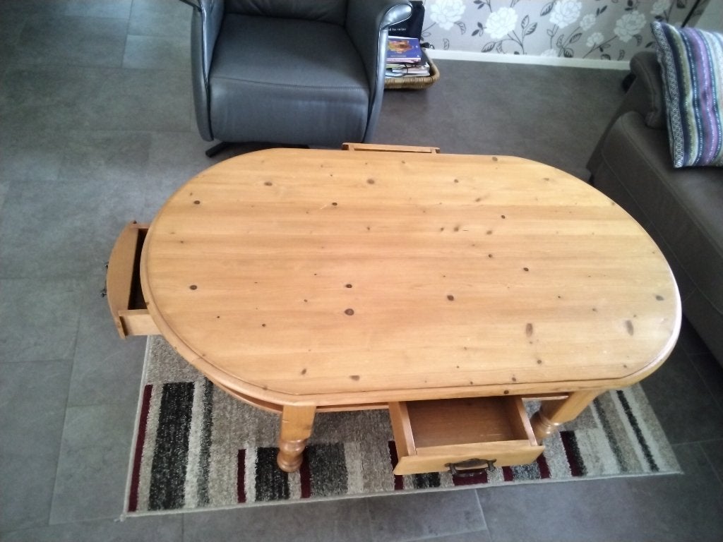 Salontafel, Ophalen, Gebruikt, 100 tot 150 cm, Grenenhout