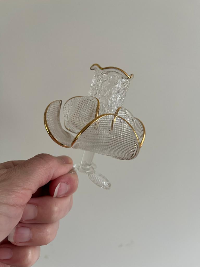 Murano Kristallen Tulp Kandelaar met Gouden Accent, Antiek en Kunst, Antiek | Glas en Kristal, Ophalen of Verzenden