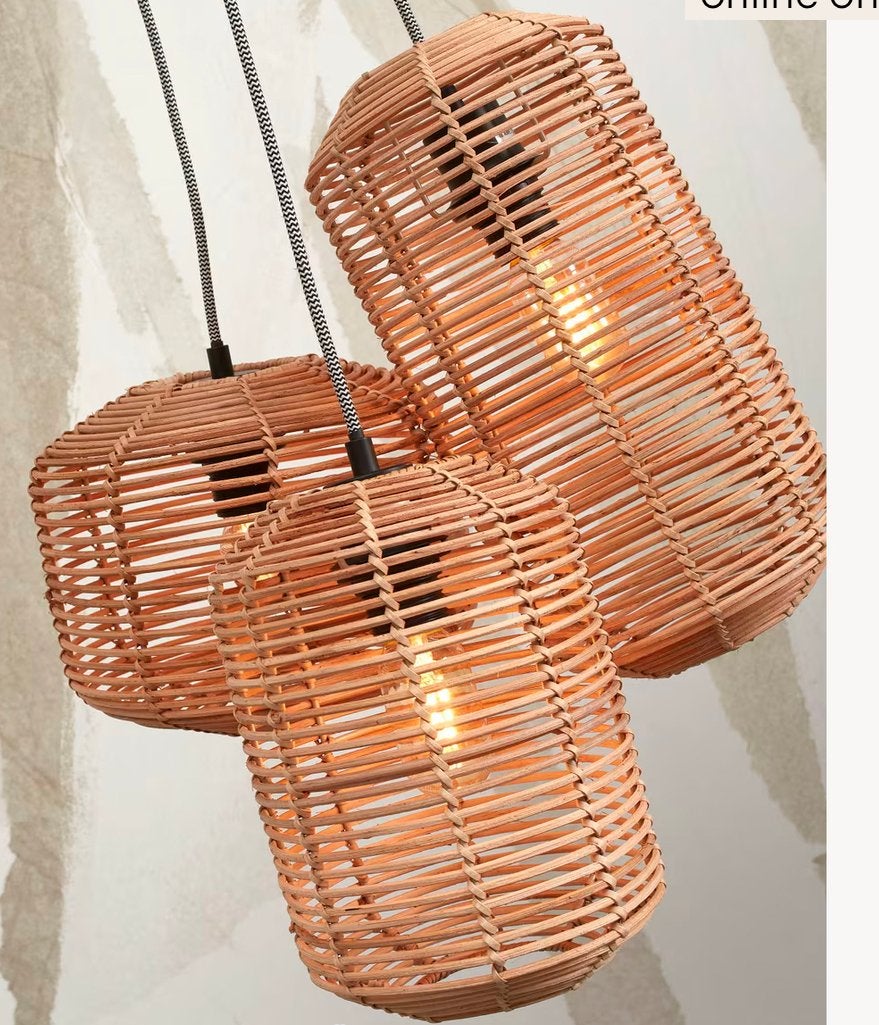 GOOD&MOJO Hanglamp Tanami Set van 3 stuks, Rotan, Ophalen, Zo goed als nieuw, Natuurlijk materiaal