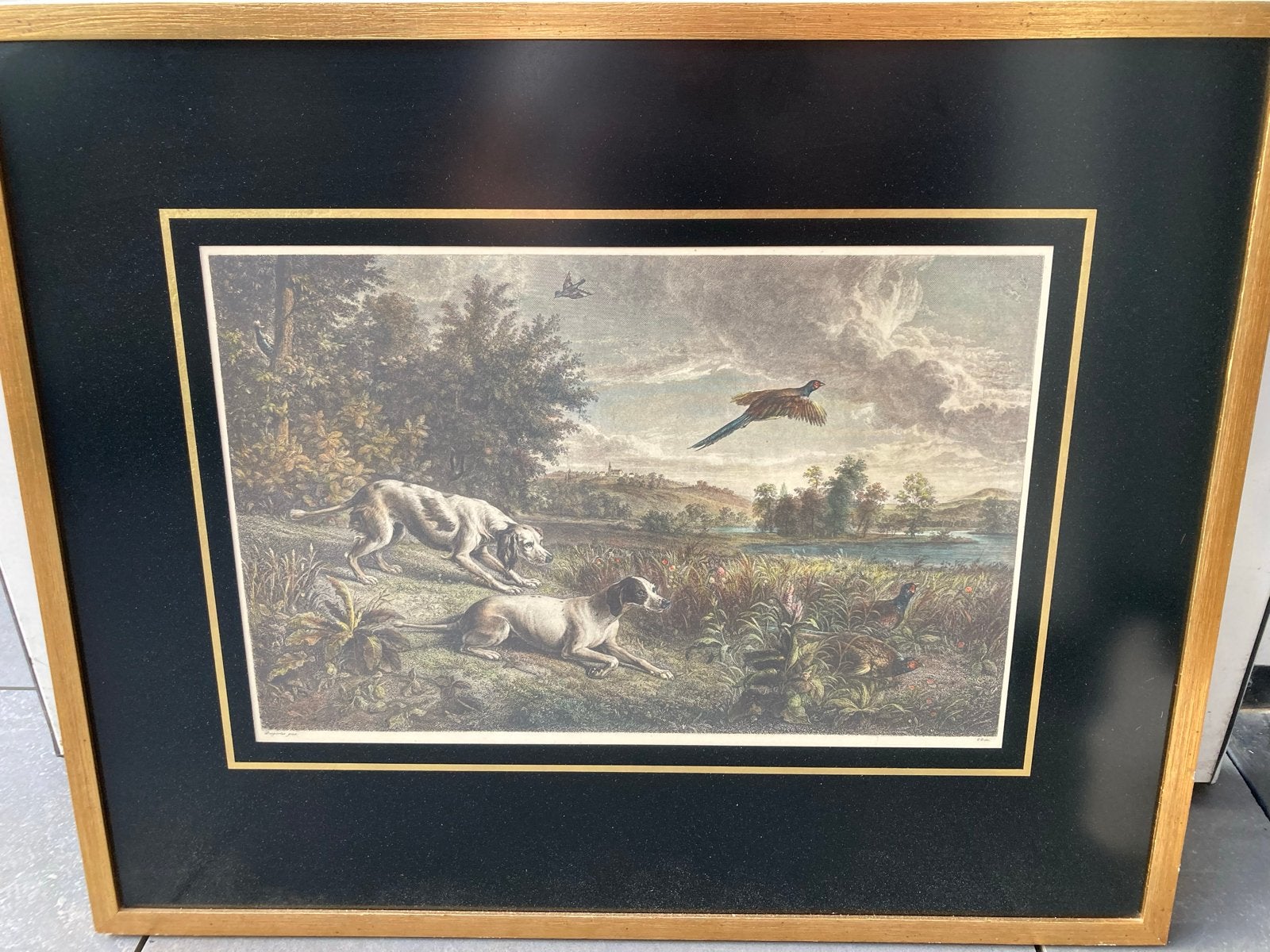 Vintage Jachttafereel Print - Ingelijst, Ophalen, Print, Print/reproductie, Ingelijst