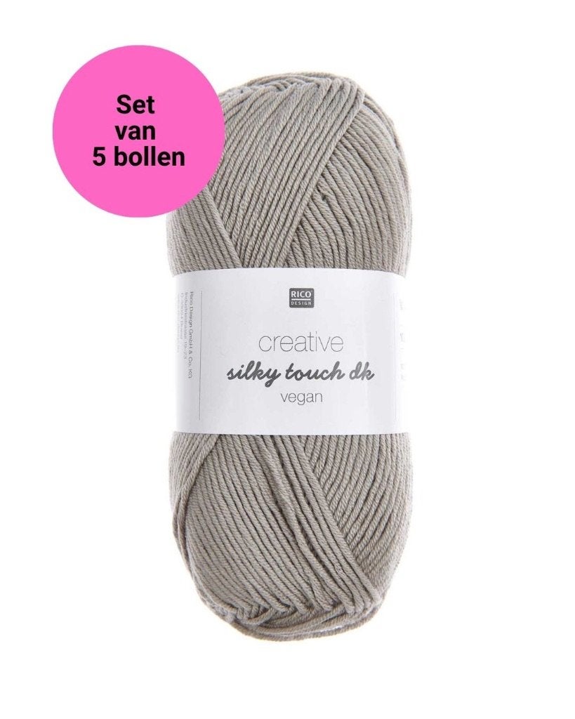 Silky Touch grijs - 5 bollen micro-acrylgaren (glanzend), Ophalen of Verzenden, Nieuw, Breien of Haken, Wol of Garen